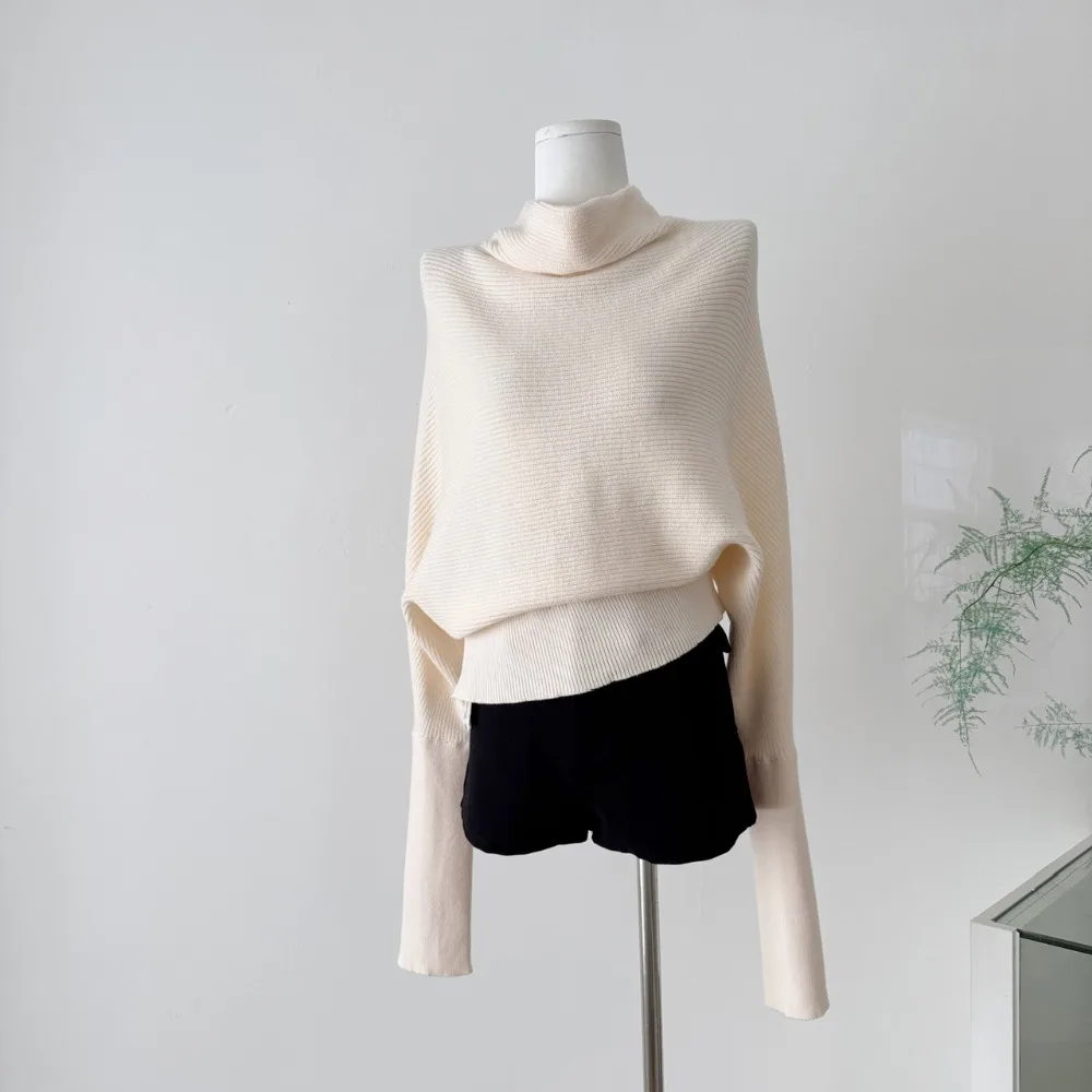 

Elegant Half high collar Blouse loose Long Sleeves Korean Fashion Goth autumn Shirt women clothing