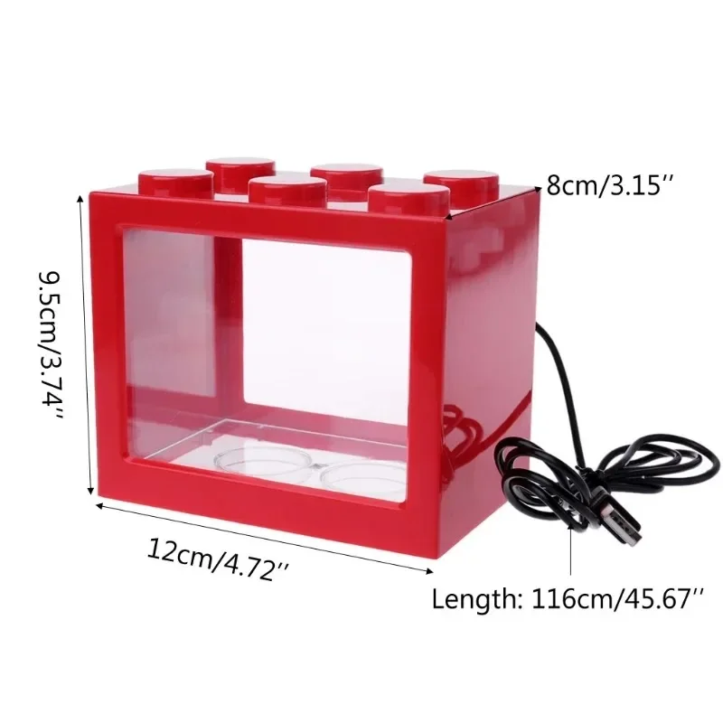 USB Illuminated Small Fish Tank Small Landscape Seaweed Ball Box Mini Aquarium Fish Tank with LED Lamp Light Fish Tanks