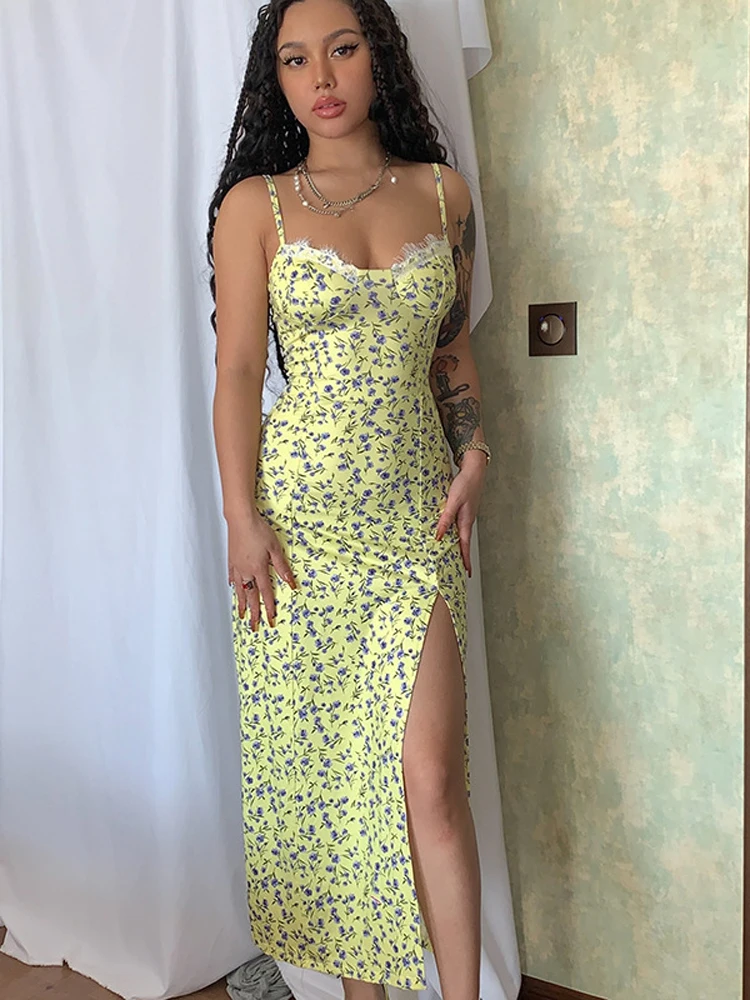 Abito senza schienale stampato alla moda delle nuove donne estive, abito senza maniche, abiti floreali, abito elegante, abito da vacanza, abbigliamento da donna