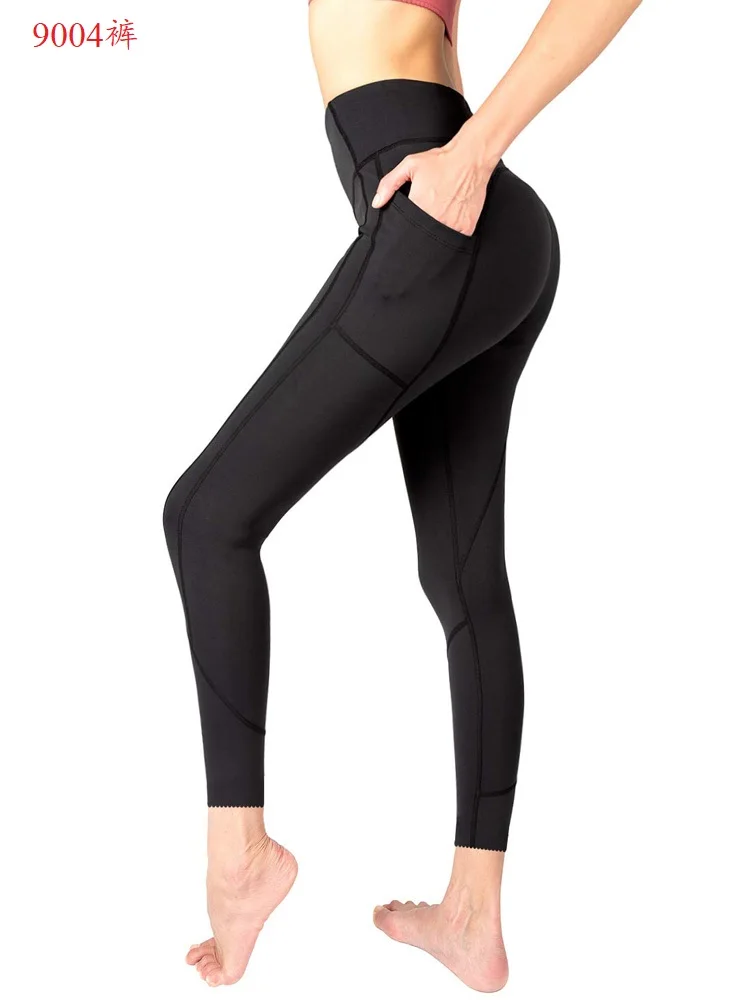 Pantaloni da Yoga pantaloni da fitness da corsa pantaloni attillati a vita media di grandi dimensioni pantaloni sportivi da pesca tasche piccole European an