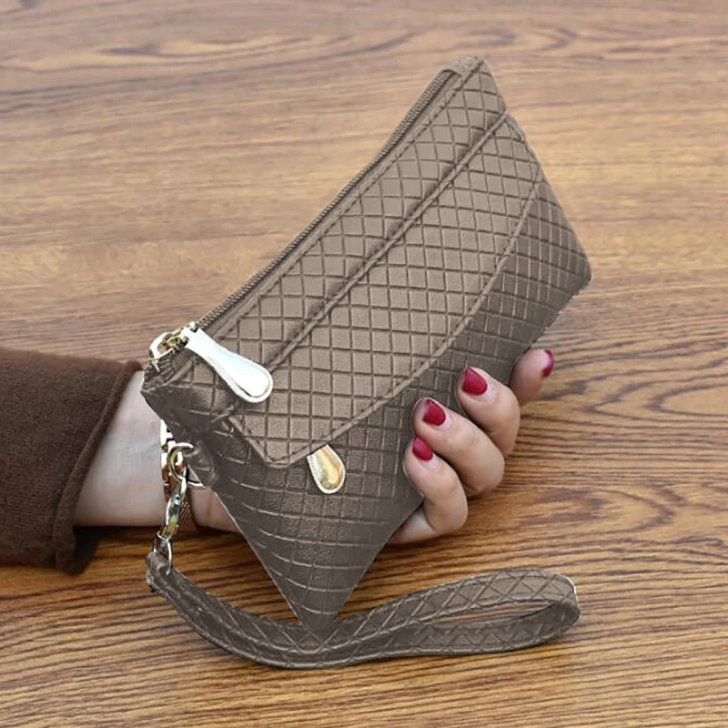 Cartera de cuero Pu para mujer, bolso de mano, la mejor funda para teléfono, monedero de bolsillo para teléfono, nueva moda