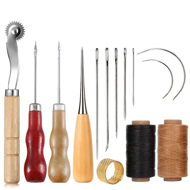 

Leather Craft Sewing Kit Waxed Thread Hand Quilting Needles Sewing Awl，for Beginner , Stitching, Sewing