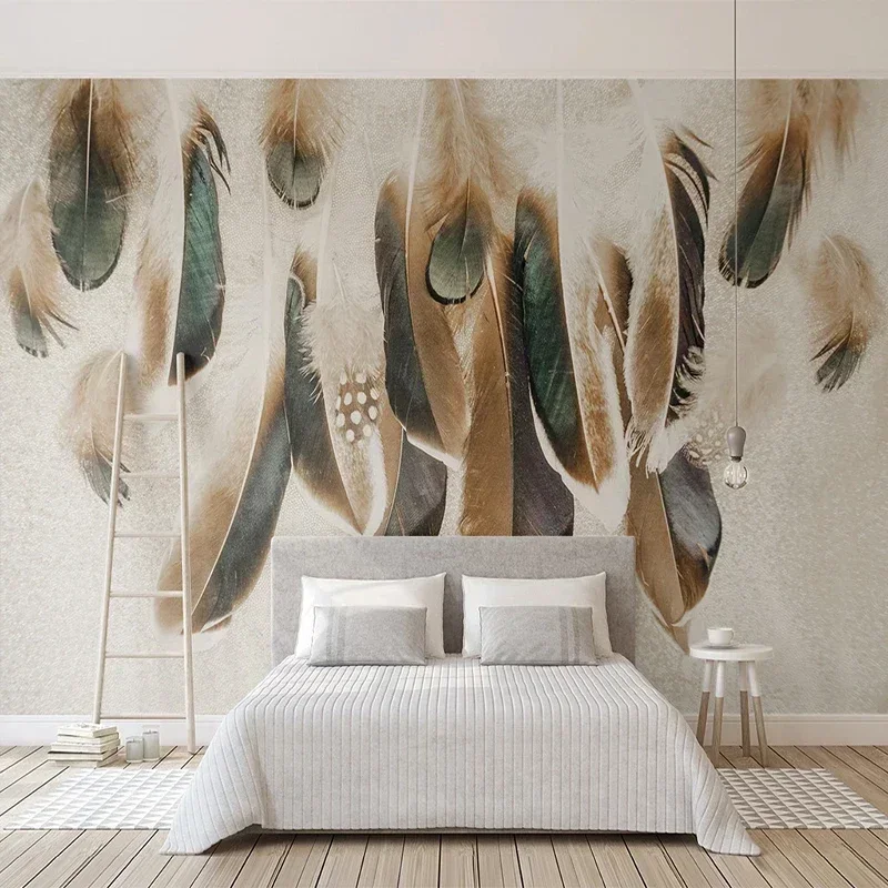 Custom Photo 3D Creative Feather Oil Painting Wall Paper Modern Interior Design Dining Room Bedroom Living Room Decoration Mural