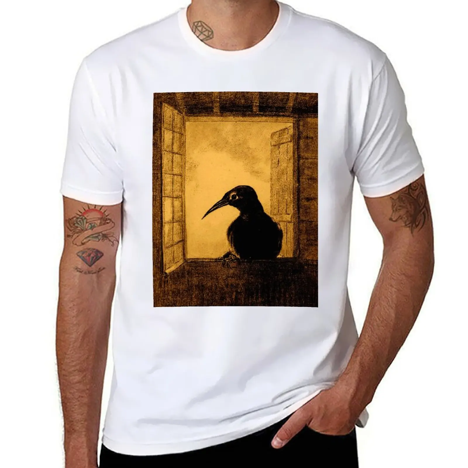 

Odilon Redon Le Corbeau (The Crow) T-Shirt man t shirt heavyweights heavy weight t shirts for men