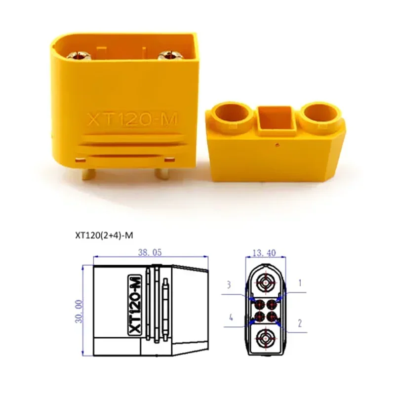 XT120 Lithium Battery Charging Plug 2+6 60A High Current Male Female 2+4 with Signal Pin Model Aircraft Solder Wire Connector - Image 3