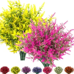 5 Packs Artificial Flowers Fake Outdoor Plants UV Resistant Lavender Flower Plastic Shrubs Indoor Outside Hanging Decorations