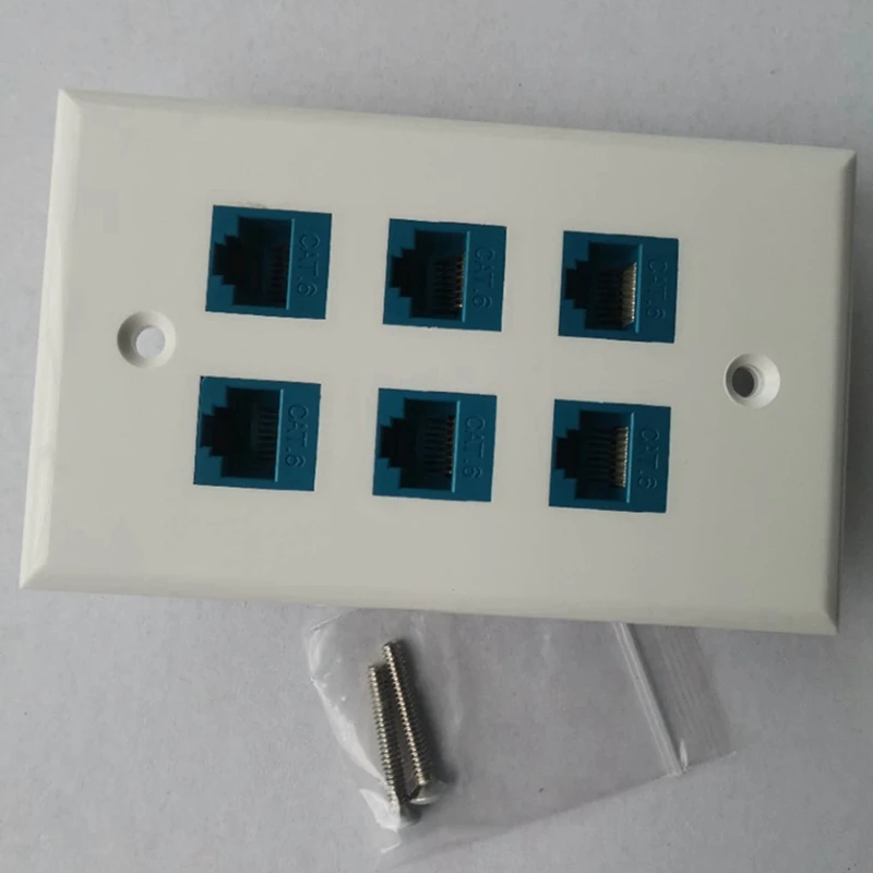 4X płyta ścienna Ethernet 6 Cat 6 Port, płyta ścienna Ethernet żeńska wymienna kompatybilna z Cat7/6/6E/5/5E