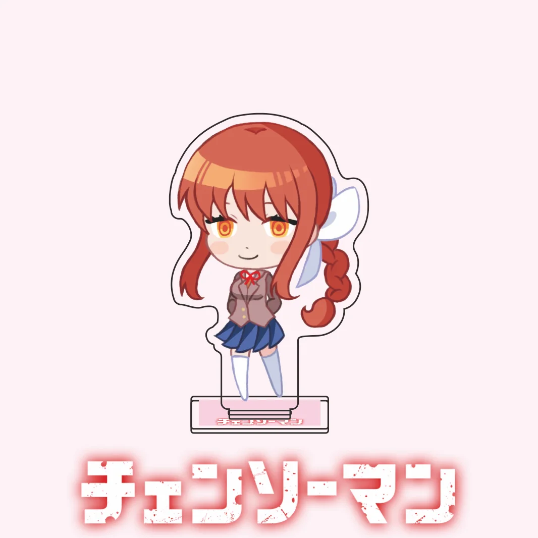 New Anime Chainsaw Man Denji Makima School Uniform Chibi Acrylic Stand Keychain Figure Model Plate Desk Decor Gift