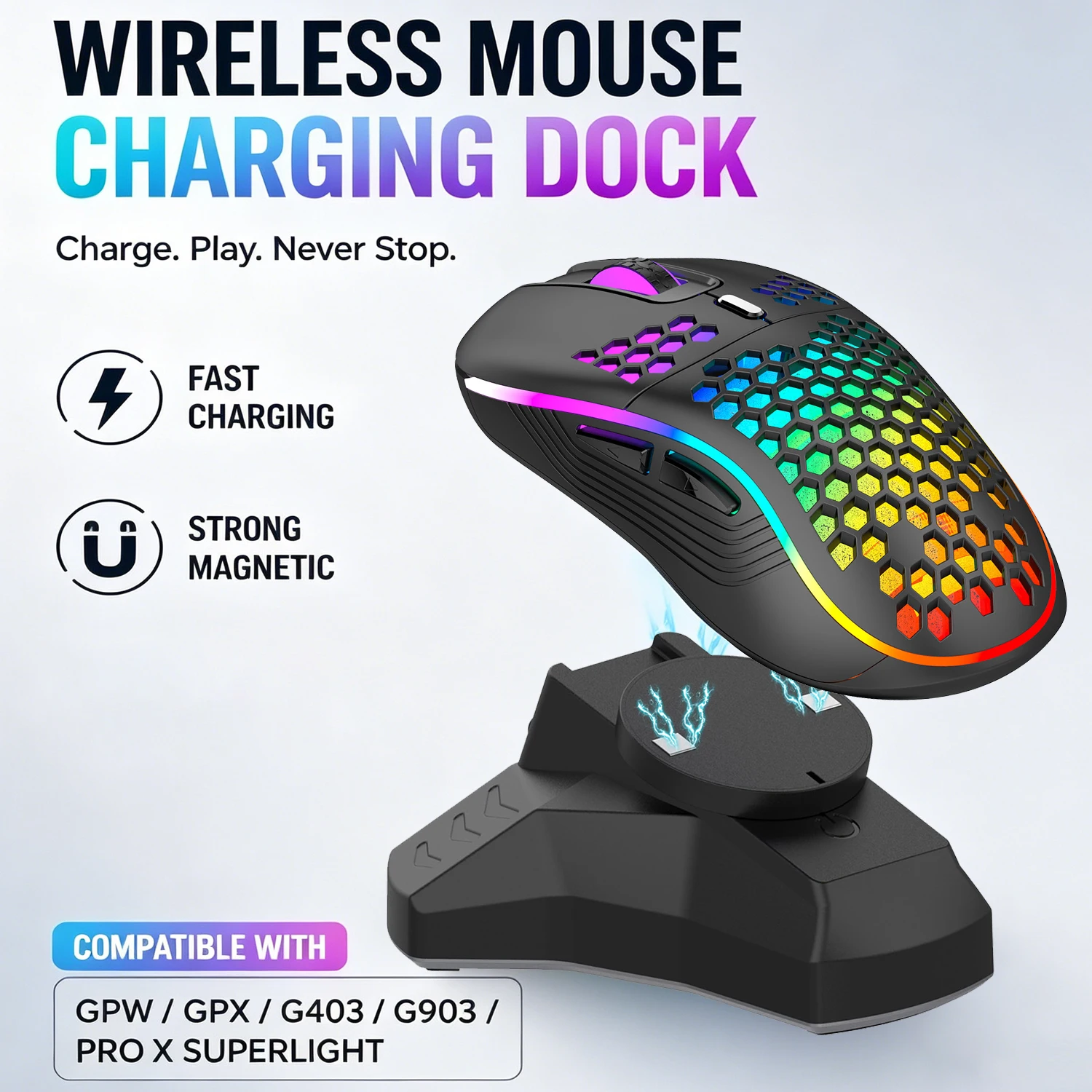 

Wireless Mouse Charger Charging Dock For Logitech GPW G Pro Wireless 1-4 / PROX Superlight 1-2 / G903 / G403 Mouse Dock Charger