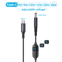 65W 100W 140W Type C PD to DC 5.5X2.5mm Power Boost Cable 5V 9V 12V 15V 20V 28V Adjustable Voltage Cord for Laptop Router Fan