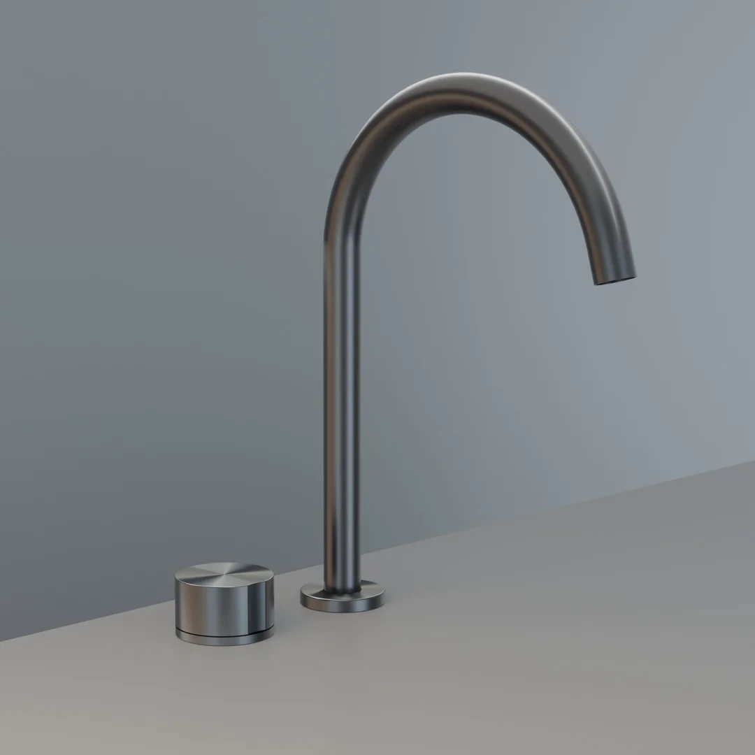 Tuqiu Brushed Nickel Basin faucet two holes Grey Widespread bathroom faucet Brass sink tap 360 rotating widespread basin Tap