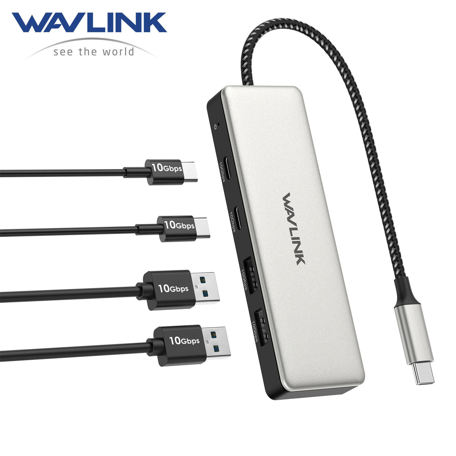 WAVLINK USB C 10Gbps Hub 4-Port SuperSpeed USB3.2 Gen2 Splitter Aluminum Multiport Adapter for iMac/MacBook/Air/Pro/Chromebook