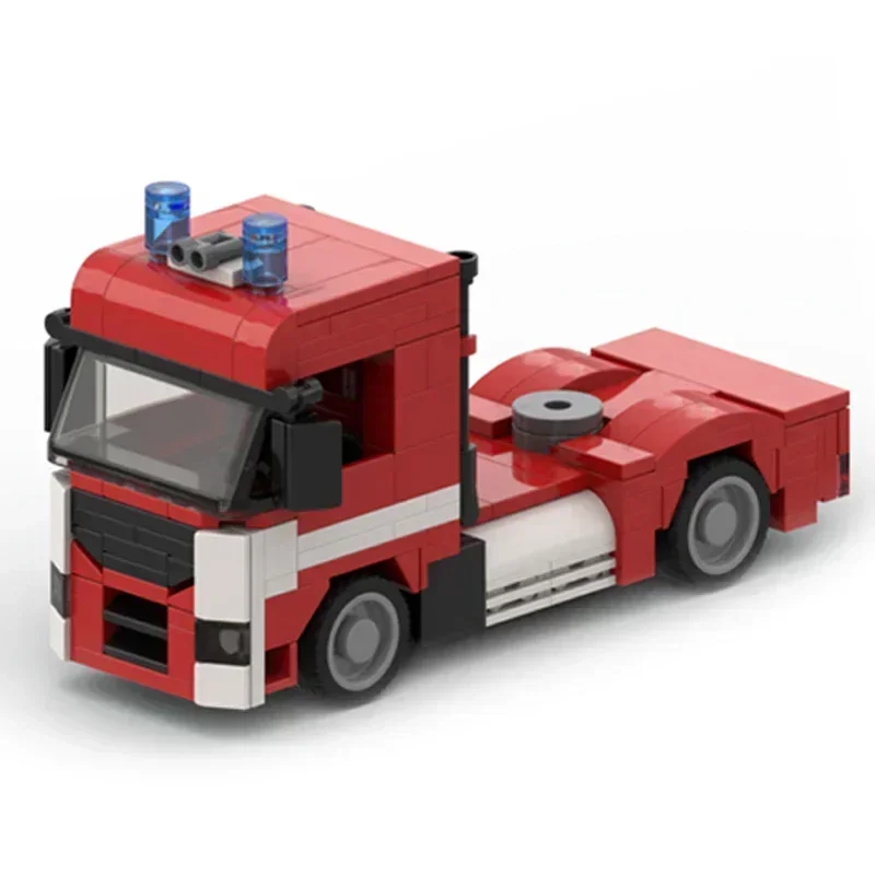 City Car Model Moc Building Bricks Fire Department MAN TGX Tractor Technology Modular Blocks Gift Christmas Toy DIY Set Assembly