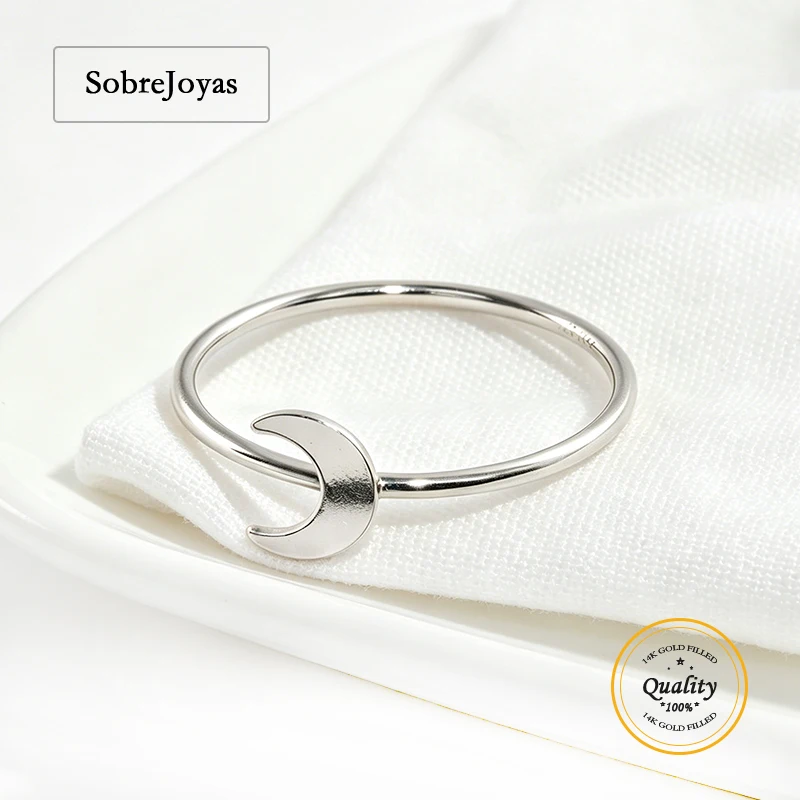 925 Sterling Silver Moon Rings Minimalist Knuckle Ring for Women Silver Jewelry Accessory Anillos Mujer