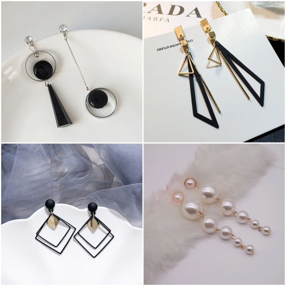 Fashion Korean Earrings 2025 Flower Geometric Long Asymmetry Circle Ear Acrylic Big Dangling Earrings Women Valentine\'s Gifts