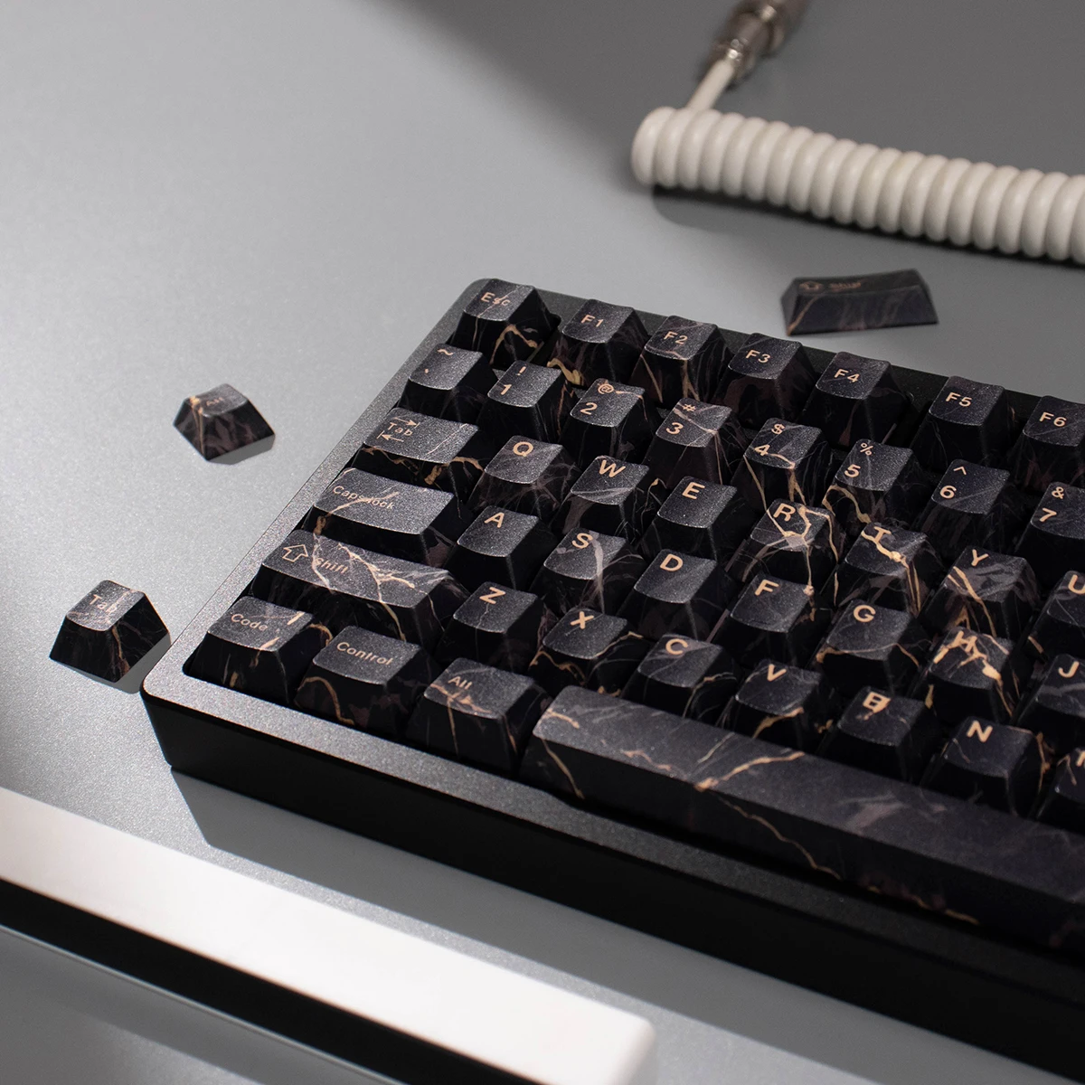 Imagem -02 - Black Marble Conjunto Keycap Pbt 5-sided Sublimação Dye Perfil Cereja mx Switch Fit 61 a 108 Keycaps Teclado Mecânico 152 Teclas