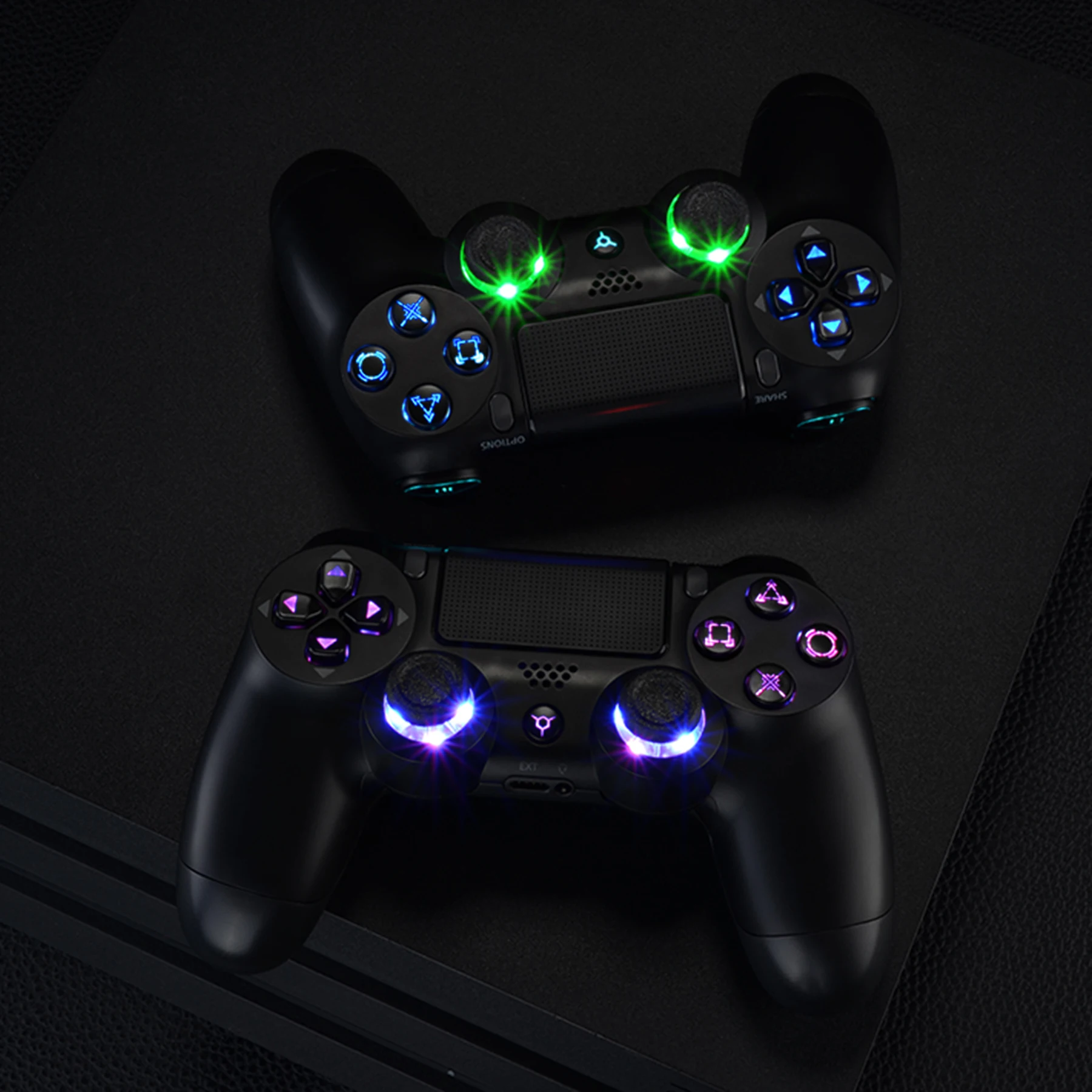 EXtremeRate-Manette de jeu multicolores, avec joystick, DSub déclencheur, boutons Home Face, kit LED, pour PS4 Slim Pro
