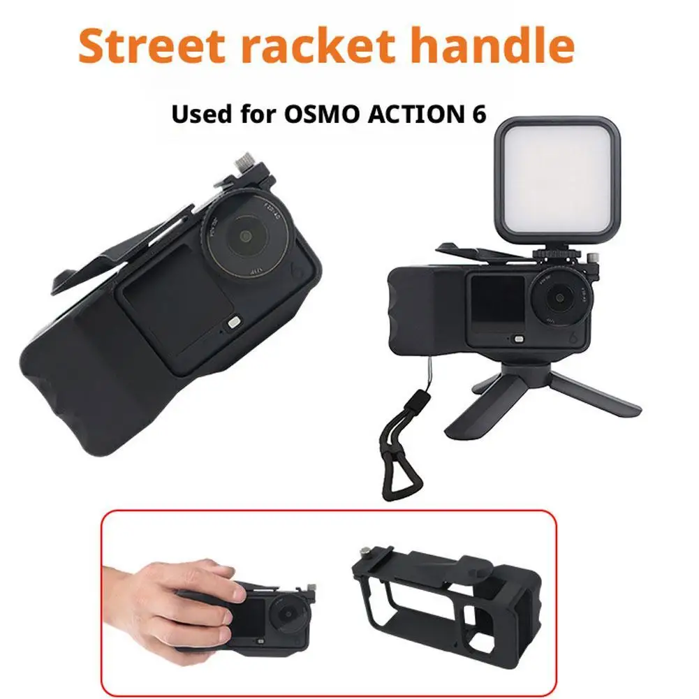For OSMO Action 6 Street Photography Handle with Cold Shoe Mount, Action Camera Handle Shooting Rig Accessory 1PCS