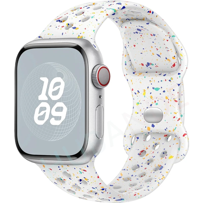 Sportarmband für Apple Watch Band 44 mm 45 mm 46 mm 49 mm/38 mm 40 41 mm Farbige Partikel Gummiband IWatch Ultra 11 10 9 8 7 6 5 SE