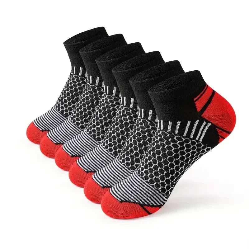 6 Pairs New Style Men\'s Spring Summer Socks Men Fitness Running Breathable Casual Soft Comfortable Cotton Short Socks 39-45