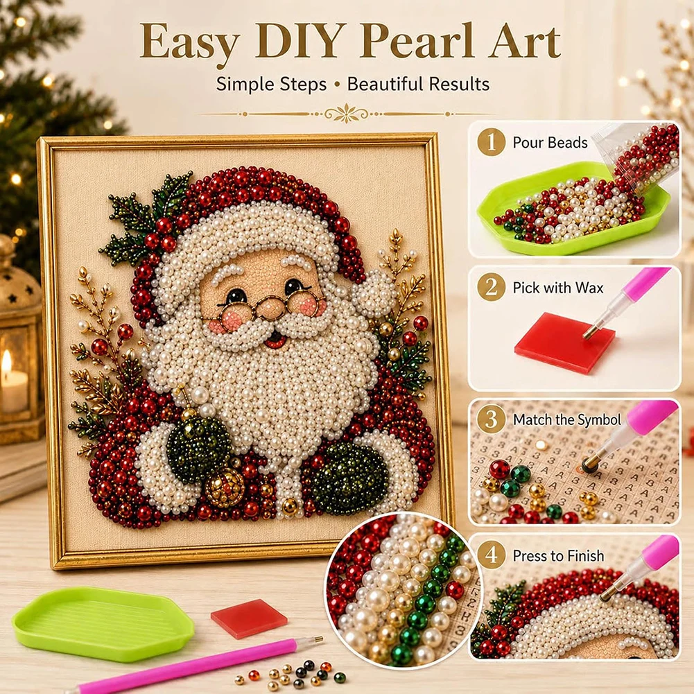 Xmas Pearl ภาพวาด DIY ชุดกรอบ  - Art Craft Easy With Paper บทวิจารณ์และราคา