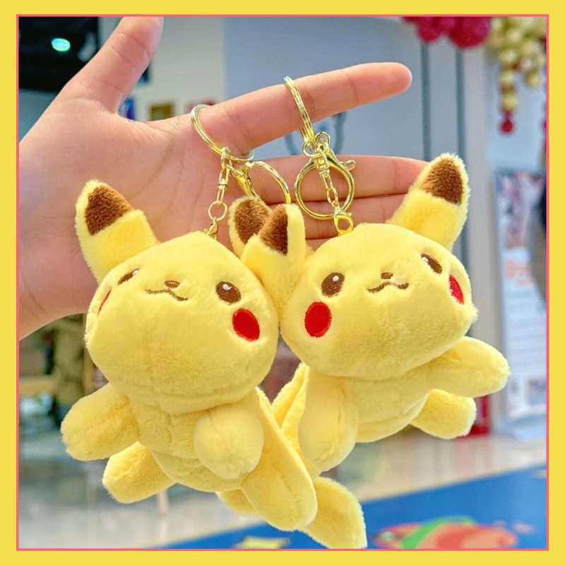 Nieuwe Pokemon Pluche Sleutelhanger Action Figure Pikachu Sleutelhanger Psyduck Bulbasaur Sleutelhanger Hanger Plushies Accessoires Cadeau