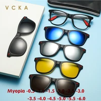 VCKA-gafas de sol polarizadas para miopía para hombre y mujer, lentes de sol unisex con Clip magnético y montura personalizada, 6 en 1, 0,5 a 6,0