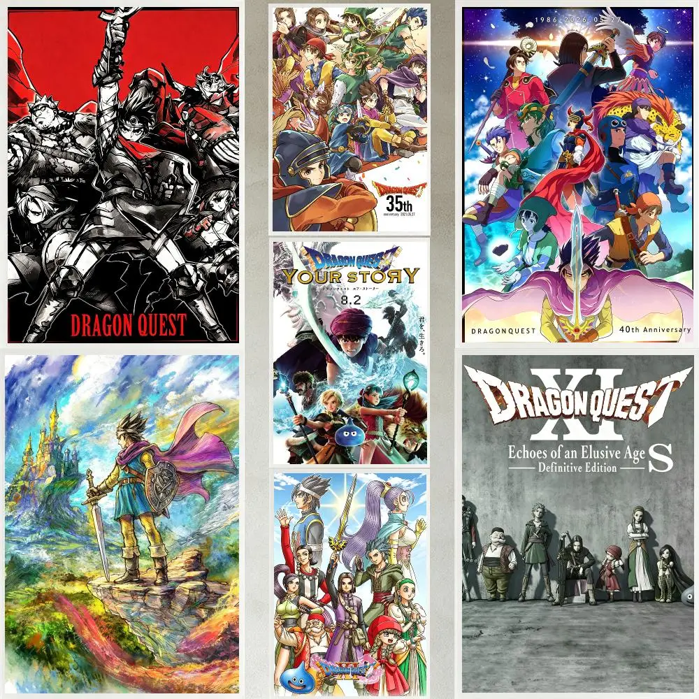 game Dragon Quest XI Poster Poster HD Waterproof Self-adhesive Art Print Wall Decor for Bedroom Living Room Gift