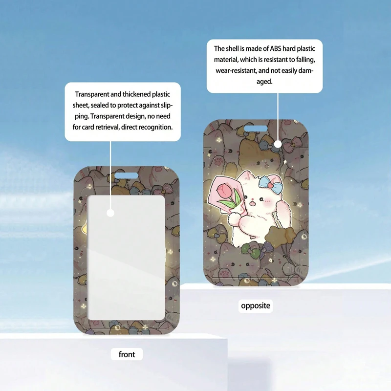 Porte-cartes à motif de chat Kawaii avec ressort rétractable, étui à manches pour carte d'identité de bus Ta.com, adapté à la banque, carte à déjeuner du campus