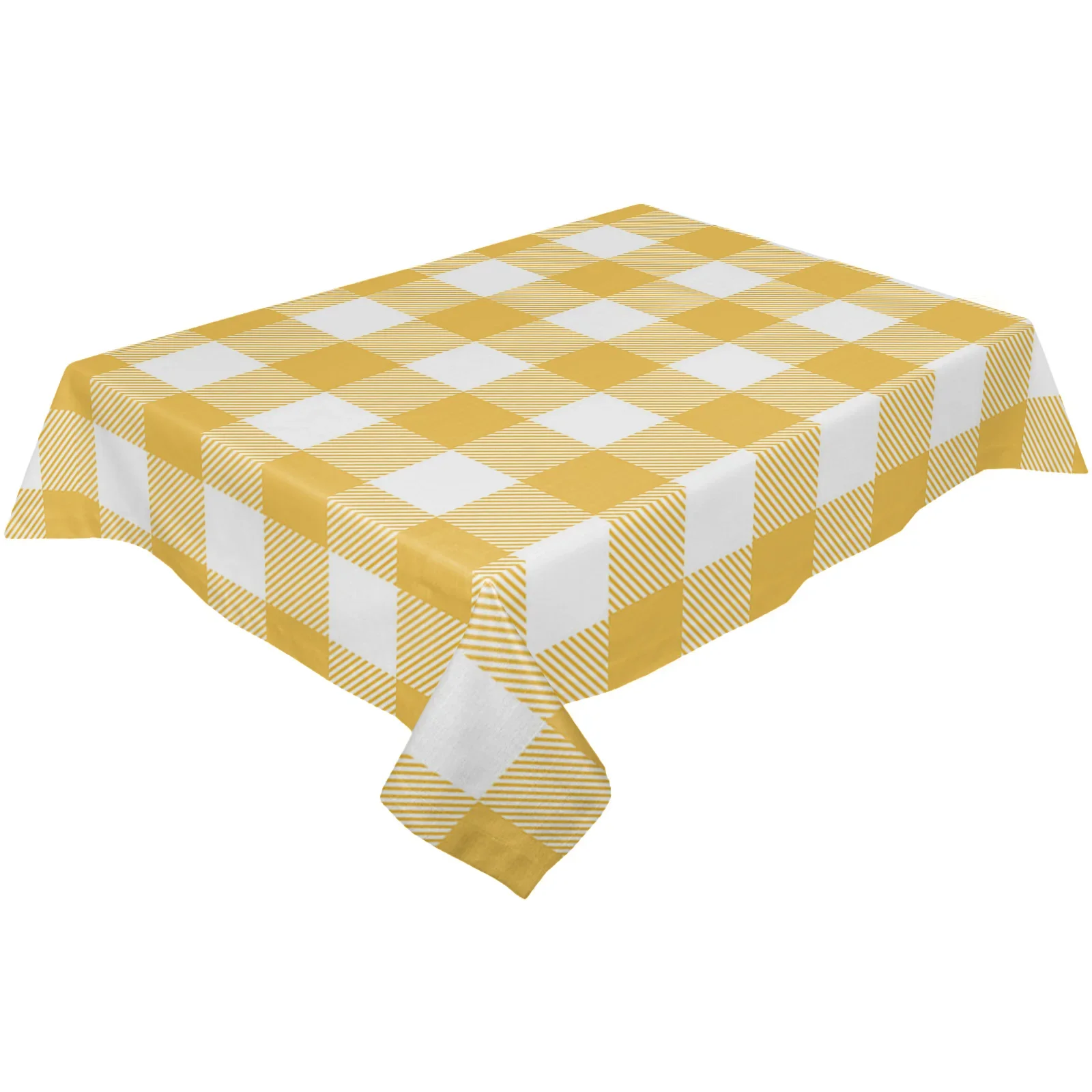 Yellow White Plaid Rectangle Tablecloth Party Decoration Waterproof Dining Table Round Tablecloths Kitchen Home Decoration