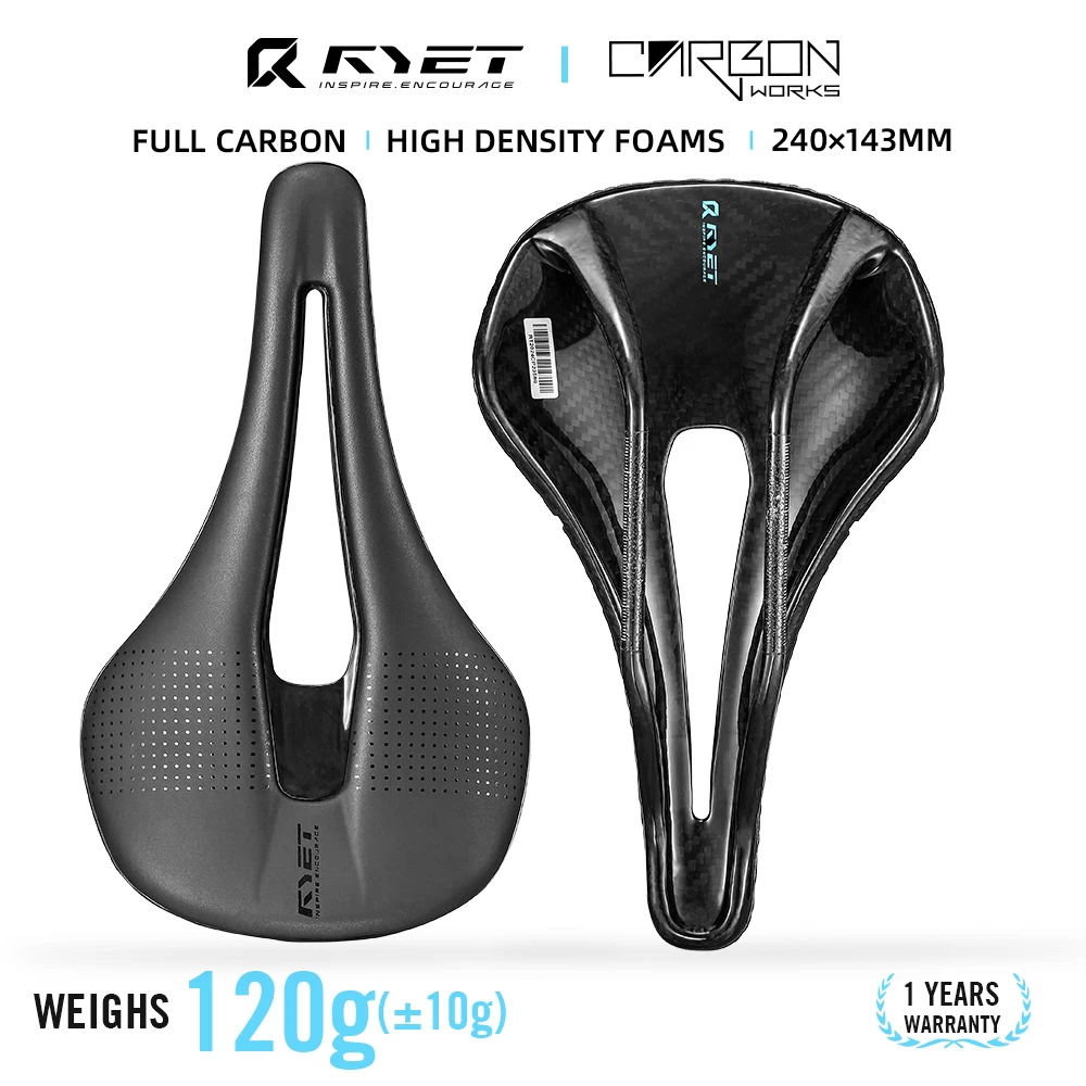 

RYET 3D Printed 240mm×143mm Full Carbon Bike Saddle 7mm×9mm Bike EVA Saddle for MTB Gravel Road Bike Seat Cycling Parts