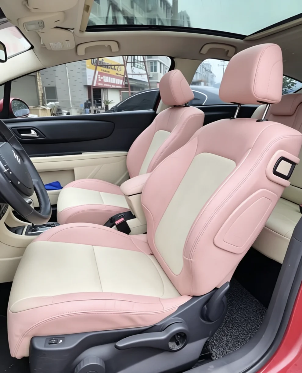 Für Citroen C4 2006~2010 Maßgefertigte Autositzbezüge Luxuriöses Nappaleder 100% Passgenau Innenraumzubehör 360 ° Vollständige Abdeckung – Detail 7