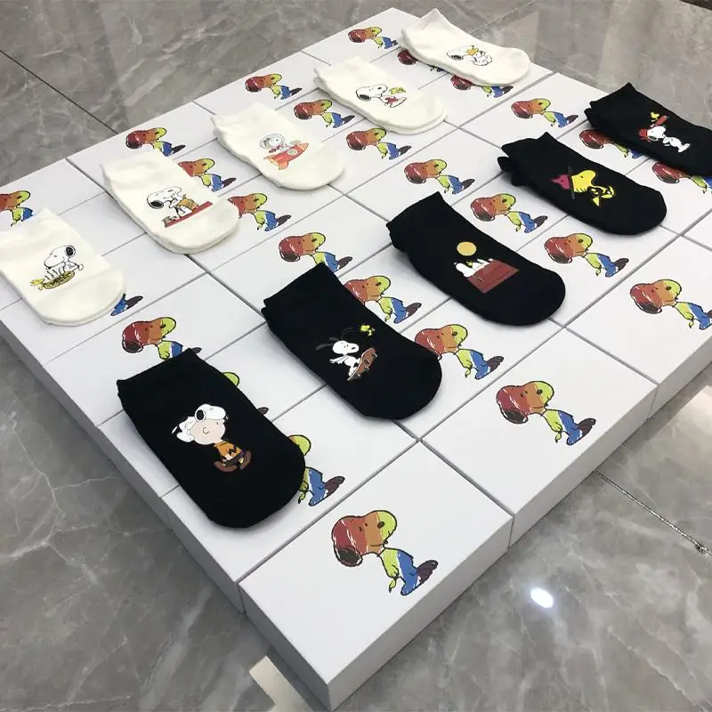 Snoopy Sock Boxed Girl Anime Snoopy Doll Socks Child One Size Printing Shallow Mouth Socks Wholesale Invisible Anti-Slip