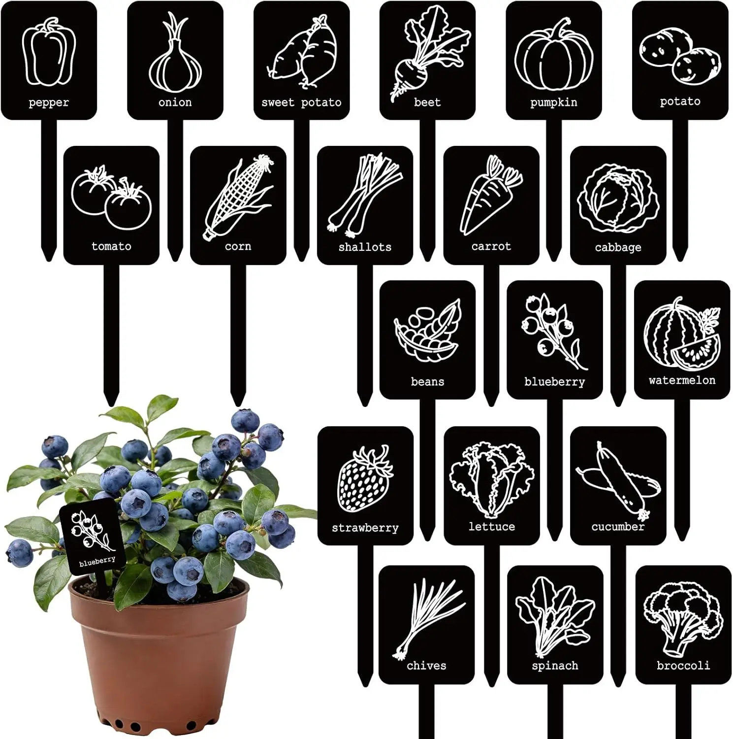 

20 шт. акриловых этикеток для растений, 20 стилей, садовые маркеры с именами для питомников, для использования в помещении и на улице, для декора сада