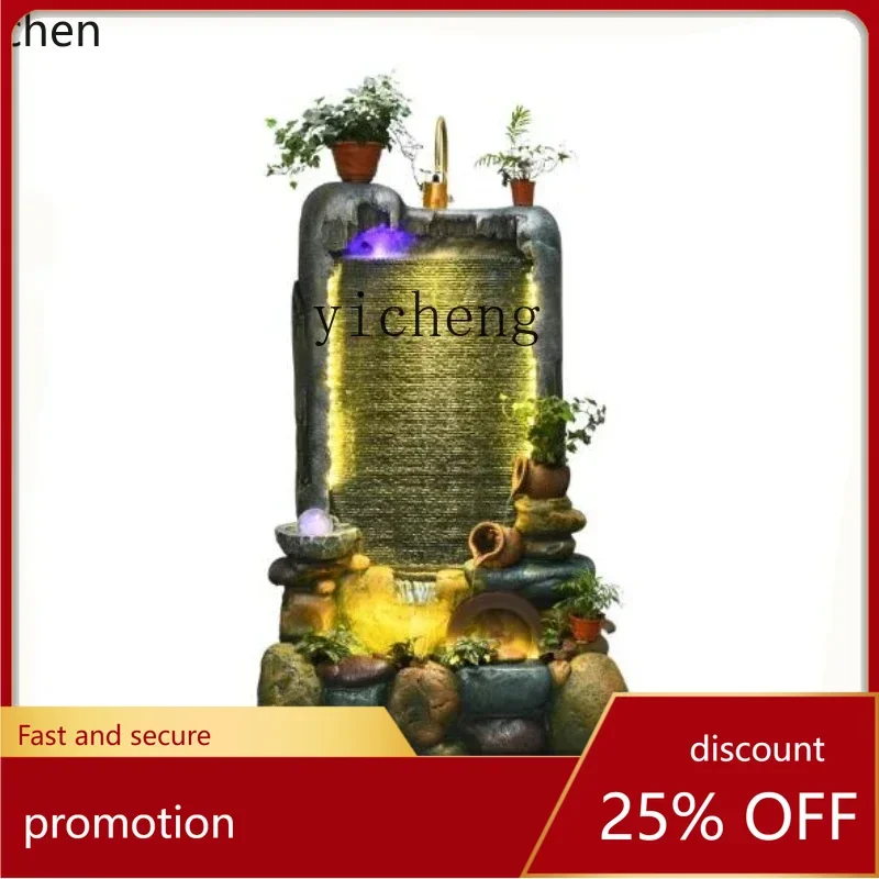 

ZML Chinese rockery flowing water fountain pastoral water curtain wall terrace water feature decoration handicraft ornament