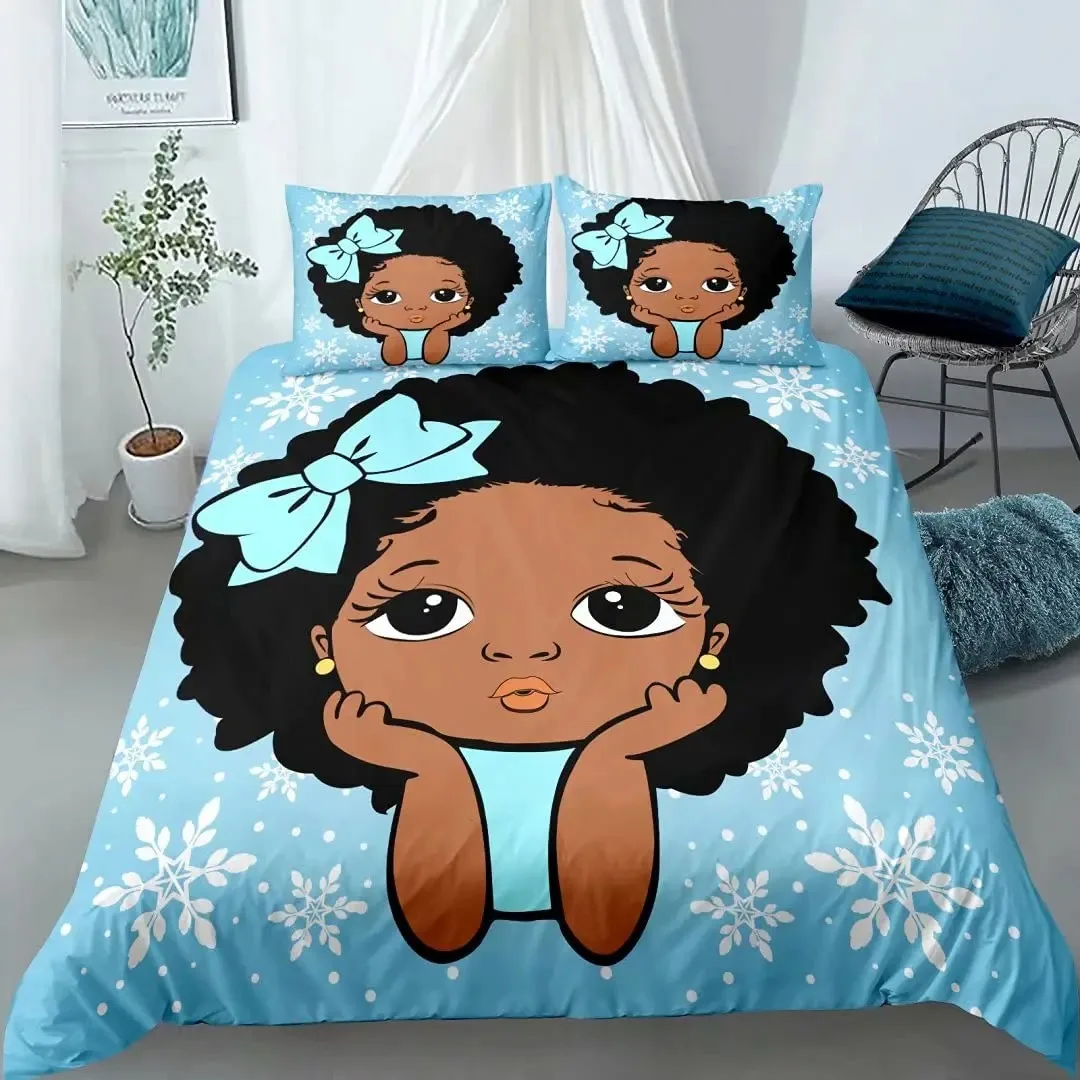 African American Cute Gilrs Ballet Princess Dancer Bedding Set Boys Girls Twin Queen Size Duvet Cover Pillowcase Bed Kids Adult