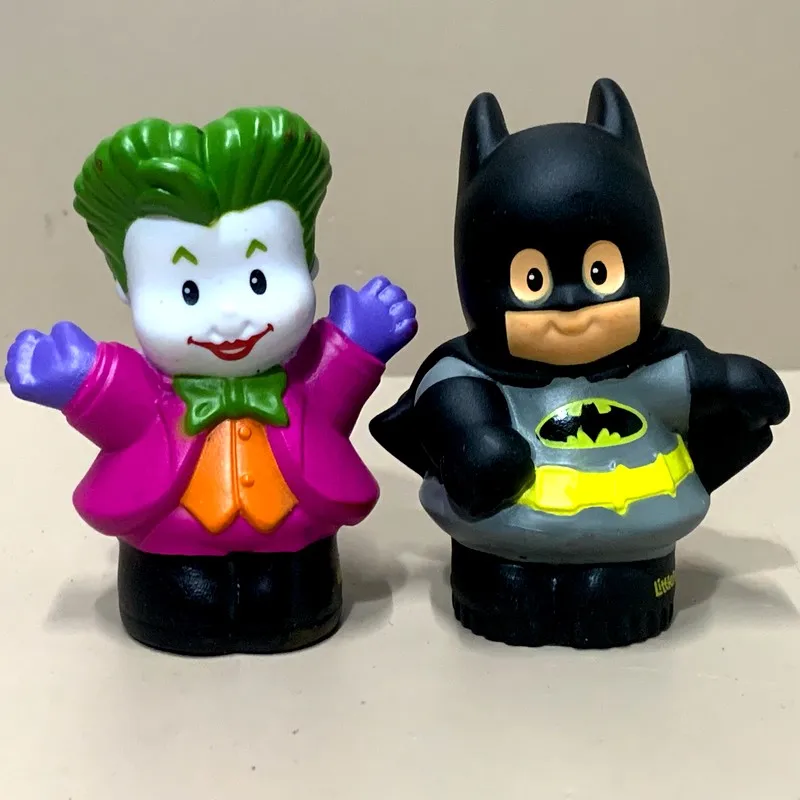 Lot 2pcs Fisher Price Little People DC Super Friends Superheroes The Joker & Batman Figures Kids Toys