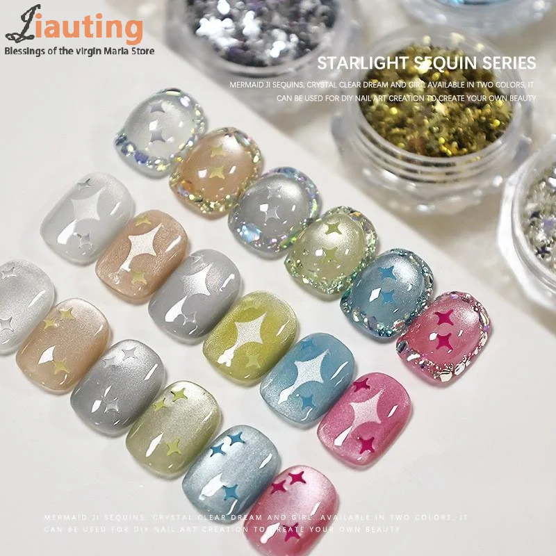 1Jar 2mm Star Nail Glitter Four Cornered Star Nail Glitter Shimmering Glitter Starburst Sequin Nail Art Decorative Materials