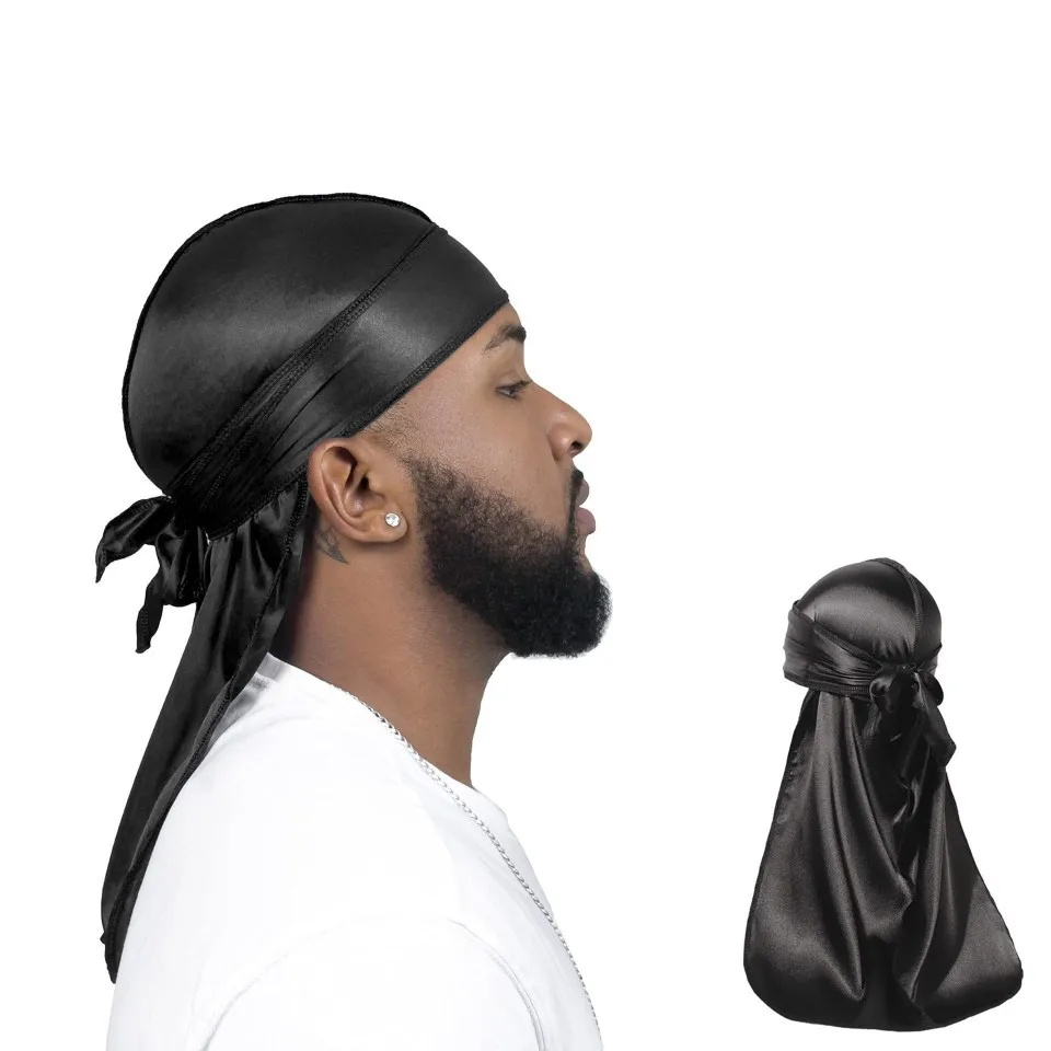 

Men's Silk Durag Bonnet Bandana Silky Du Rag Doo Rag Long Tail Waves Cap