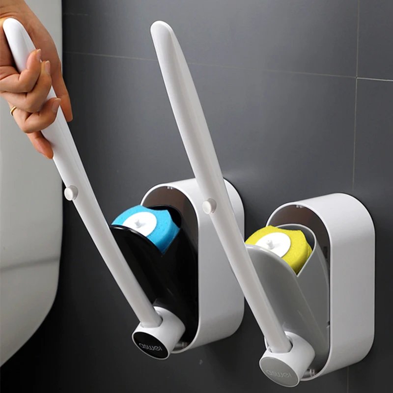 Leasylife Disposable Toilet Brush Wall-Mounted Household  Bathroom Accessories Cleaning Sponge Brush Cleaning Liquid