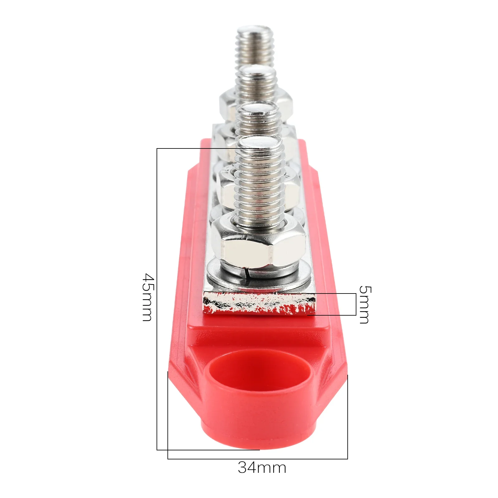 2Pcs 4-Stud Power Distribution Block Bus Bar,M10 300A 12V Marine Battery Busbar Terminal Block,Car RVs Boat Solar System