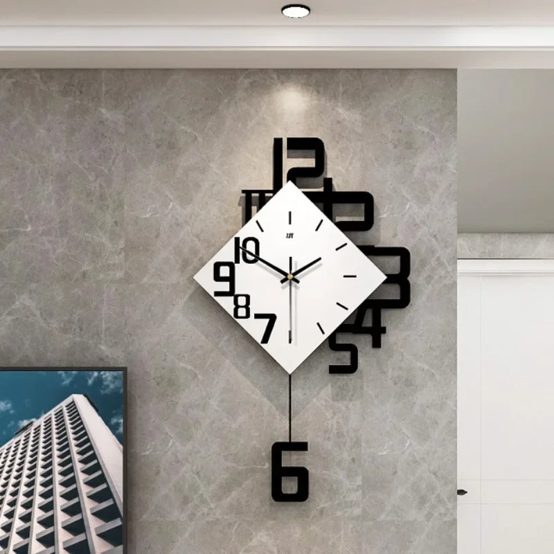 Xyloid Nordic Simple Modern Wall Clocks Creative Living Room Wall Clocks Pendulum Silence Metal Pointer Dining Room Home Decor