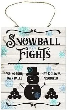 Snowball Fights Christmas Vintage Tin Sign Home Wall Decor Art Room for Home Office Bedroom Living Metal Funny Decoration Housew