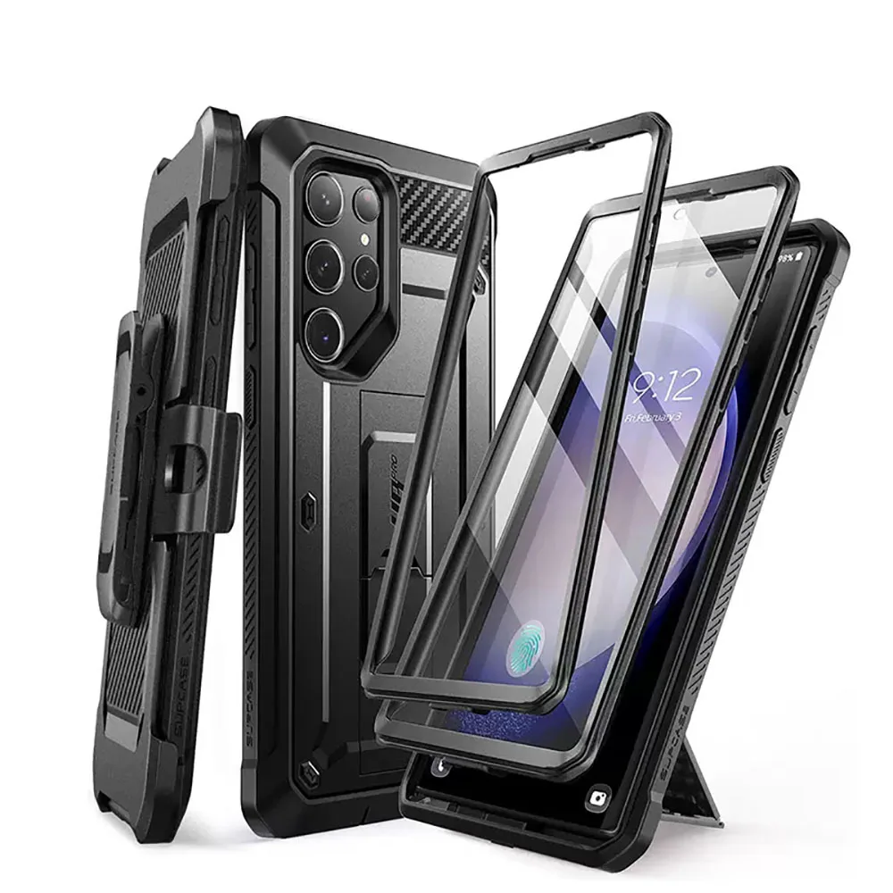 for Samsung Galaxy S23 Ultra 5G Case, [Extra Front Frame] Full-Body Dual Layer Rugged Belt-Clip & Kickstand Case