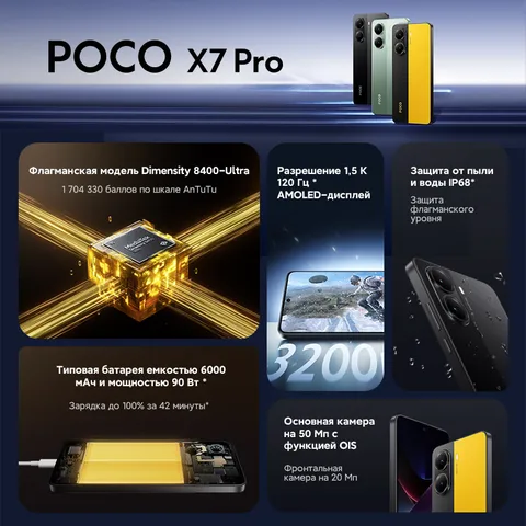 Смартфон Poco X7 Pro 8/256ГБ, 12/512ГБ - глобальная версия — фото товара