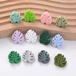 10Pcs New Leaf Pattern Baby Silicone Teether Beads DIY Infant Chew Nursing Teether Goods Toy Pacifier Chain Making Accessories