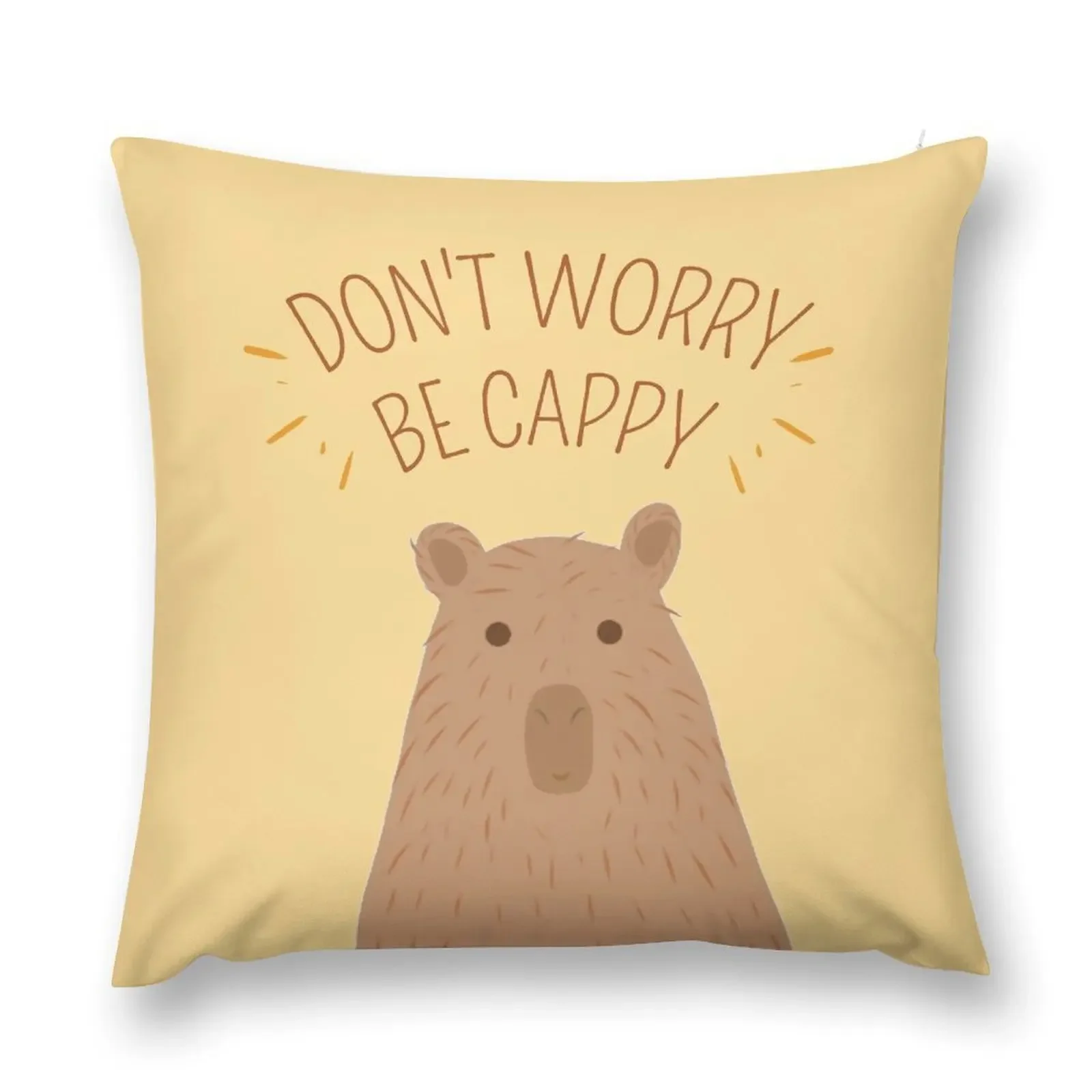 Don't Worry Be Cappy Cute Capybara Throw Pillow Embroidered Cushion Cover Pillowcases Sofa Pillow Cover pillow