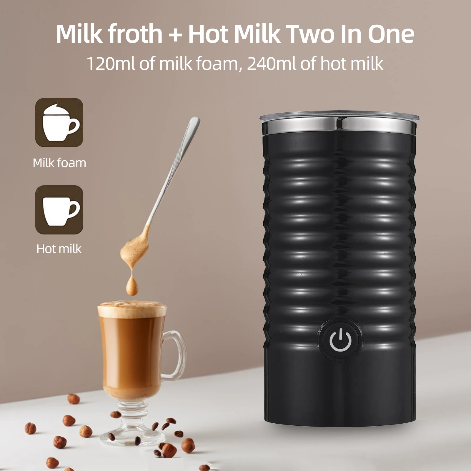 550W Electric Milk Frother Coffee Maker Machine Portable 120ml Household Small High Power 240ml Milk Heater Egg Beater