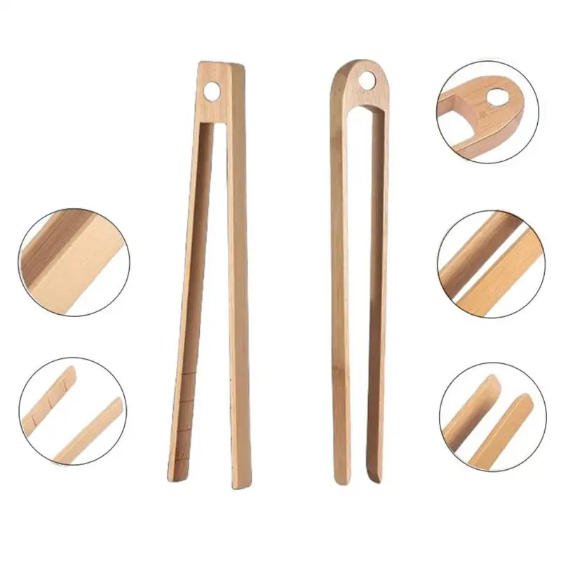 1PCS Wooden Toaster Tongs Magnetic Stand Round Head Design Reusable Easy to Clean Kitchen Tools Bread Making Utensils