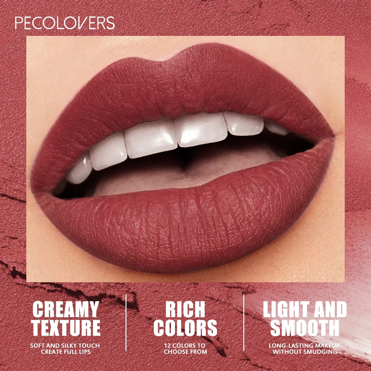 1pc lápis labial fosco de longa duração, à prova d'água, layout de cor intenso, conforto leve, perfeito para datas e feriados